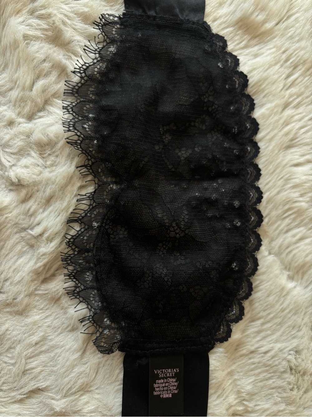 Victoria’s Secret Black Lace Rhinestone Lingerie Sexy Blindfold with Satin Ties - Picture 4 of 4